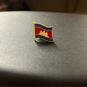 Cambodia 🇰🇭 Enamel Flag Lapel Pin - Red, Blue & Gold